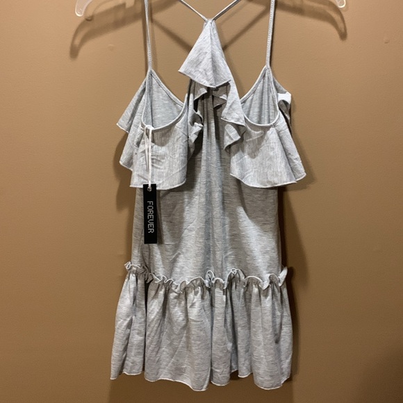 Ruffled Forever gray tank top XS strappy racerback NWT - Picture 5 of 10